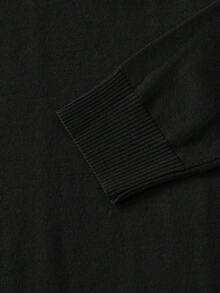 Officeau Men's Solid Color Front Half Zipper Long Sleeve Casual Sweater, Old Money Style, Fall/Winter - Black - View 5