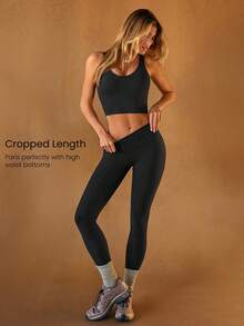 GLOWMODE FeatherFit™ U Back Cropped Active Tank Top Low Impact Yoga Daily Fall Winter