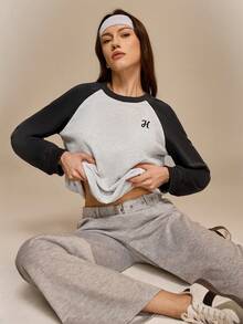 Qadelle Ladies Color Block Raglan Sleeve Casual Pullover Sweatshirt Made Of Knitted Fabric - Multicolor - View 6