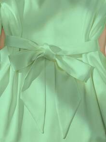 GlowEve 女式纯色前扣金属链优雅长袖衬衫 - 綠色 - 查看 3