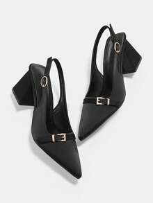 CUCCOO CURVES 女士时尚百搭尖头宽楦高跟鞋 - 黑色 - 查看 10