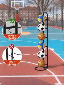 Multi-Layer Basketball, Football, Volleyball Ball Storage Rack, Suitable For Home, Living Room, Bedroom, Garage, Ball Organization And Storage Shelf(You Need To Assemble The Frame Yourself When Purchasing) - Black - View 2