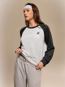 Qadelle Ladies Color Block Raglan Sleeve Casual Pullover Sweatshirt Made Of Knitted Fabric - Multicolor - View 5