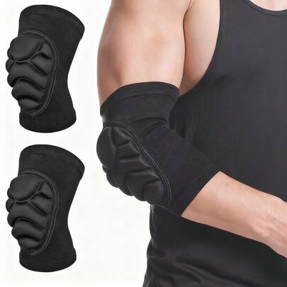 1 Pair Black S/M/L/XL Winter Outdoor Sport Elbow Pads Protector Arm Brace Support - High Elastic Sponge Anti-Slip Collision Avoidance Elbow Sleeves For Men And Women