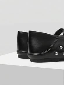 Mnmlis Nya snygga Mary Jane-balettskor, trendig nitspännedesign, bekväma och mångsidiga damskor - Svart - Visa 10