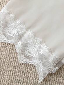 SilkySpell Lace Trim Spaghetti Strap Shorts And Pants 3pcs Sleepwear Set Pajama Set White Set - White - View 4