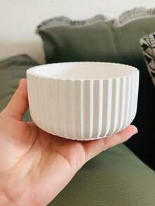 Moldes de arcilla de resina de cerámica y silicona, moldes ovalados con rayas antiadherentes, moldes de hormigón para hacer bandejas de almacenamiento, cuencos para nueces, pequeños platos de exhibición de baratijas - Blanco - Ver 6