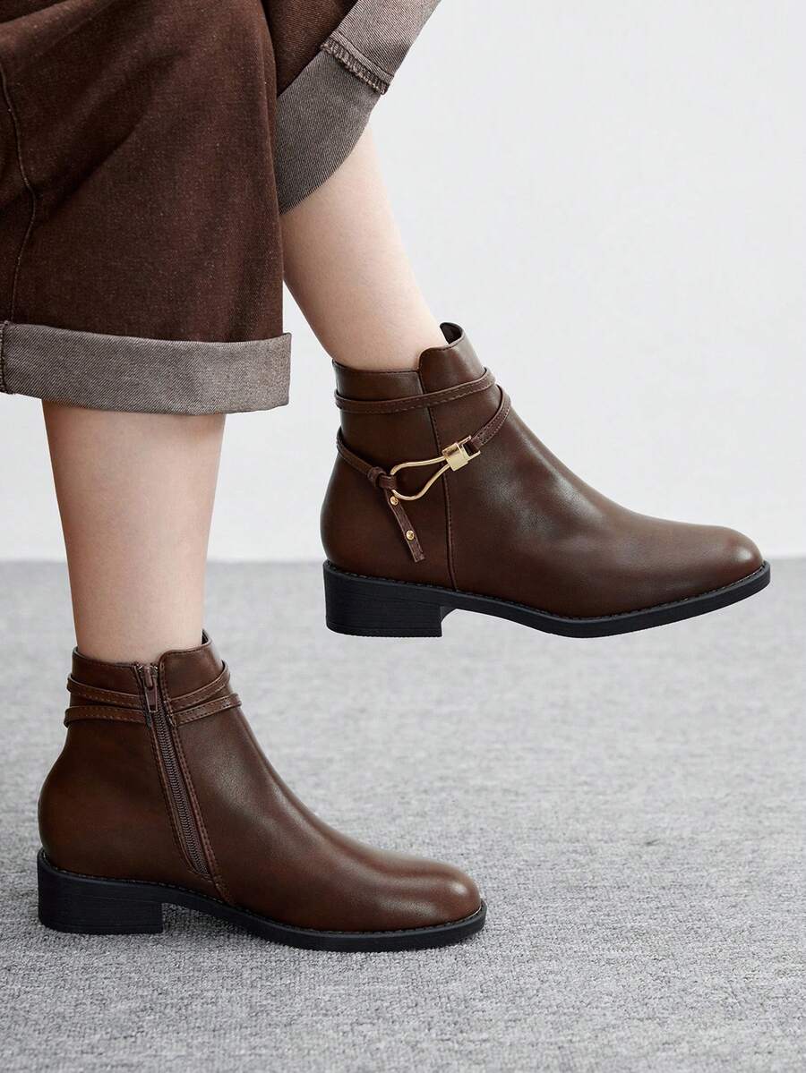 CUCCOO BIZCHIC 女士时尚百搭简约踝靴 - 咖啡棕 - 查看 1