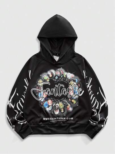 Street Life هودي كاجوال مطبوع عليه حرف للرجال، هيب هوب شائع