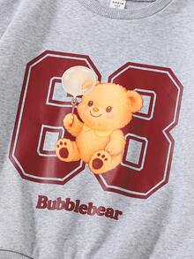 Maija Kids 男童印花宽松圆领休闲卫衣，灰色 - 灰色 - 查看 3