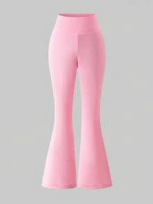 SHEIN Bộ đồ 2 món gồm áo thun dài tay màu hồng trơn đơn giản và quần ống loe cho bé gái tuổi teen, thích hợp mặc hàng ngày vào mùa thu/đông, mặc hàng ngày, Bộ quần nâu cho bé gái tuổi teen, Bộ quần hai món, Bộ quần ống loe màu hồng cho bé gái tuổi teen, Bộ đồ bộ quần dài cho bé gái tuổi teen, Bộ đồ thu đông gồm 2 món, Áo thun dài tay màu hồng trơn đơn giản và quần dài, Pint, Thích hợp mặc thường ngày & mặc hàng ngày & mặc đi học hàng ngày vào mùa hè & mùa thu - Hồng - Xem 8