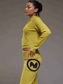 MUSERA V领拉链连帽修身马海毛针织套头衫，仅上衣，冬季酷女孩舒适可爱户外探险嘉年华假期必备 - 綠色 - 查看 3