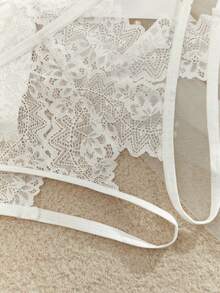 SpicyHot 女士性感蕾丝蝴蝶结开裆内裤 - 白色 - 查看 3