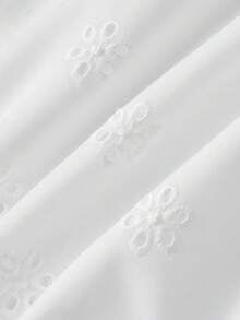 SHEIN MOD 女士花卉刺绣镂空腰带宽松阔腿休闲裤，优雅派对裤、沙滩裤、休闲女裤、情人节裤、白色裤、时尚女裤、田园风、节日生日装、女士度假装、刺绣面料长裤、女士度假裤、夏季假期、春季 - 白色 - 查看 5