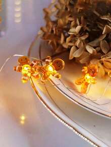 1 pieza/3 piezas Luces de cadena de hombre de jengibre de 1m para árbol de Navidad, habitación, decoración del hogar, Navidad, Acción de Gracias, fiesta, vacaciones, chimenea, vitrina, centro de mesa del comedor, Navidad - Multicolor - Ver 3