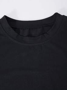 SHEIN Sparklyn 青少年休闲百搭背心T恤裤套装，裤子采用V型腰带设计，搭配简约经典背心，适合秋冬季外出、散步、上学、通勤、旅行等场合。 - 卡其色 - 查看 6