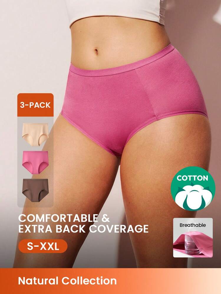 Paquete de 3 bragas de algodón de talle alto para mujer, conjunto de ropa interior tipo pijama de Navidad y Año Nuevo