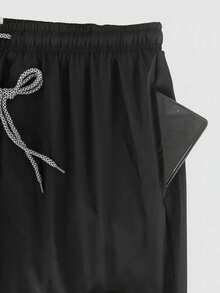 Sport MetroGents 男士休闲短裤，二合一设计，适合夏季 - 黑色 - 查看 6