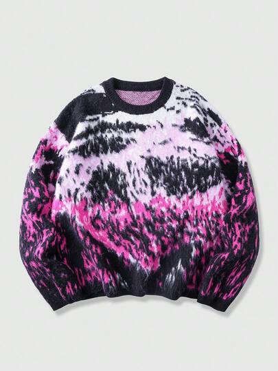 Pull en jacquard pour homme, coupe ample