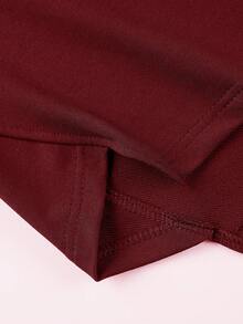 Manfinity Homme Men's Slogan Print Drawstring Hooded Casual Sweatshirt With Asymmetric Hem - Burgundy - View 3