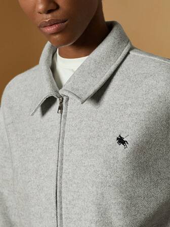 Briarwyn Winter Women's Embroidery Casual Zip-Up Jacket With Knight Embroidery And Drop Shoulders,Casual Jacket For Women,Old Money Style