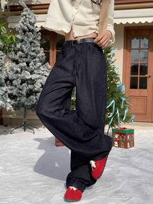 DAZY 女士花卉刺绣休闲牛仔裤 - 藍色 - 查看 5