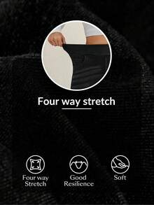 Flexra Pantalones vaqueros de pierna ancha de punto de estilo casual de calle para mujer - Negro - Ver 10