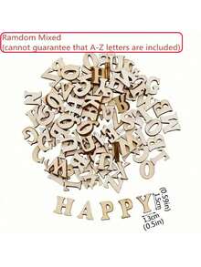 SHEIN 100/200 piezas Letras de madera vintage en color cálido con estilo inglés para manualidades caseras, DIY, decoración de fiestas, regalos y cumpleaños - Multicolor - Ver 2