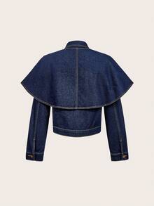 Selenza 休闲牛仔女式新款修身时尚牛仔夹克 - 深色水洗藍 - 查看 2