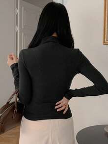 DAZY 女式高领修身羊毛 T 恤，新款秋季系列长袖女式上衣，秋季女装