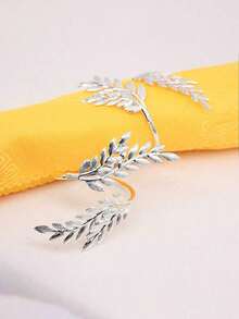 6 Peças Anéis de Guardanapo de Liga de Estilo Trigo Prateado, Decoração de Mesa de Banquete de Casamento de Hotel - Multicolorido - Visão 4