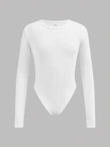 SHEIN Girlism Bộ đồ liền thân dài tay cổ tròn thoải mái, đơn giản, thoải mái, đa năng, ôm vừa vặn dành cho bé gái tuổi mới lớn, nhiều mẫu mã - Xám - Xem 6