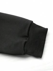 GlowEve Women's Contrast Lace Crew Neck Loose Fit Casual Sweatshirt - Black - View 4