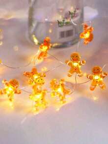 1 pieza/3 piezas Luces de cadena de hombre de jengibre de 1m para árbol de Navidad, habitación, decoración del hogar, Navidad, Acción de Gracias, fiesta, vacaciones, chimenea, vitrina, centro de mesa del comedor, Navidad - Multicolor - Ver 5