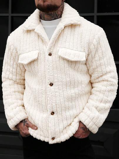 Manfinity CasualCool Herren Flanell Jacke mit Klappe und Knopfverschluss