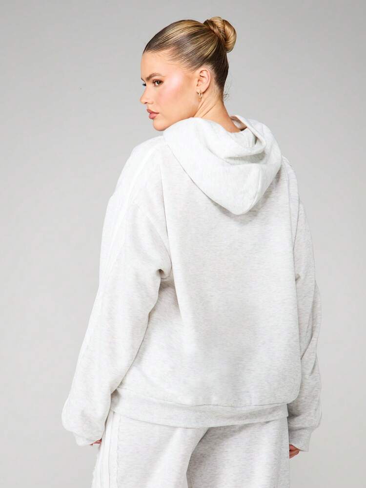MISSGUIDED Oversized Brushback Fleece Hoodie With Lace Trim Detail Long Sleeve Pullover Sweatshirt Fall Winter Loungewear