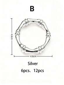 6 piezas/12 piezas Anillos para servilletas nuevos de plata y oro con diversos estilos y series, adecuados para banquetes de hotel, ajuste de mesa y lazos para servilletas. - Multicolor - Ver 10
