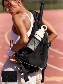 GLOWMODE 26升冬季Ace可调节肩带多功能防水拉链口袋网球斜挎包，适合网球运动日常穿着 - 黑色 - 查看 1