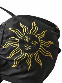 Swim Oasis Conjunto de 2 piezas de traje de baño de una sola pieza y falda larga de playa con estampado romántico de sol y decoración de metal en estilo bohemio elegante para vacaciones en la playa - Multicolor - Ver 8