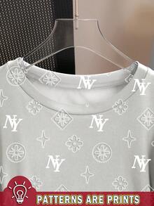 Resyla Women's Letter Print Round Neck Short Sleeve Casual T-Shirt, Back To School, Summer/Autumn, Christmas & New Year 2026 Gift - Multicolor - View 3