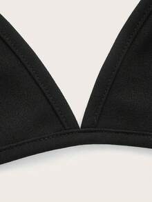 SHEIN ICON Women's Sexy Backless Tie-Up Halter Top, Minimalist Solid Color, Suitable For Summer Vacation - Black - View 4