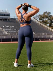 GLOWMODE 24英寸 FeatherFit™-Sculpt 塑形加大码紧身裤，收腹提臀，中等强度运动/慢跑/健身房训练 - Dark Blue - 查看 4