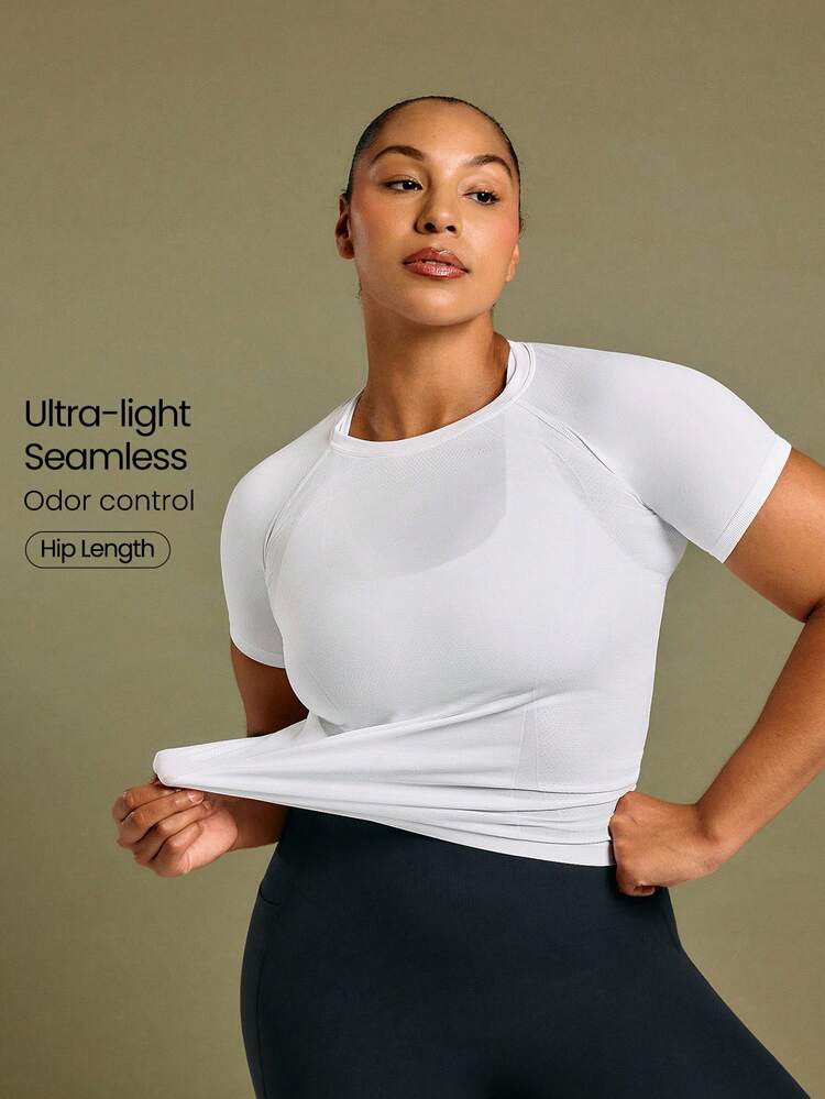 Coolmax Seamless Workout Shirt Slim Fit Short Sleeve Sports Tees Gym Athletic Tops Summer