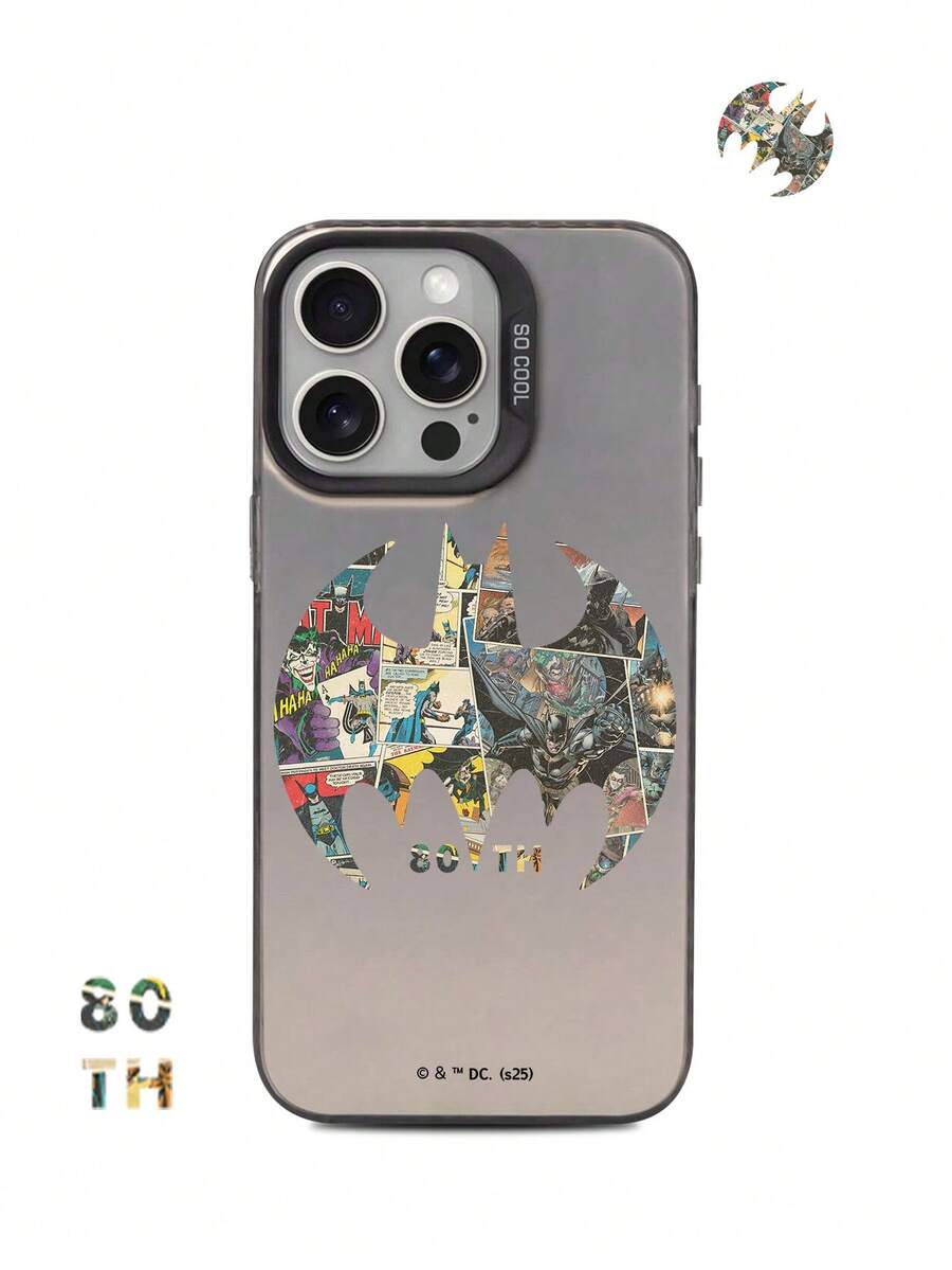 THE POWERPUFF GIRLS X SHEIN IPC Bat 80周年创意卡通联名高端手机壳，简约黑色大孔防摔时尚设计，万圣节和圣诞节节日礼物，兼容 17/16/14/13/12/11和Galaxy S25/24/23 - 黑色 - 查看 1