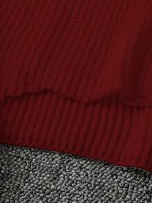 Manfinity EMRG Blogger Stylish Design Solid Color Distressed Pullover Sweater For Men, Autumn/Winter - Burgundy - View 6