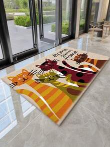 1pc Welcome Mat, Dirt-Resistant, Lightweight, Washable, Non-Slip Rubber Bottom Diatomite Doormat, Machine-Made Indoor Carpet, Suitable For Entrance, Room, Garden, Home Decor Bathroom Kitchen DecorChristmas Decor - Multicolor - View 4