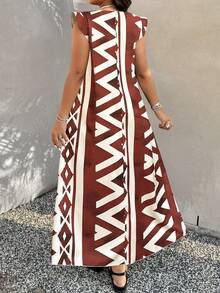 SHEIN Clasi Plus Size Random Print Sleeveless Dress - Multicolor - View 2