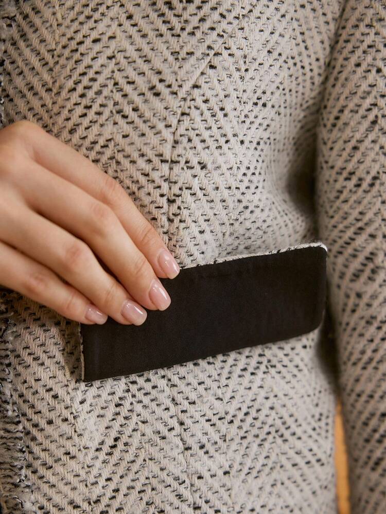 TWEED RAW EDGE TRIM FLAP DETAIL 2 IN 1 CROP OVERCOAT