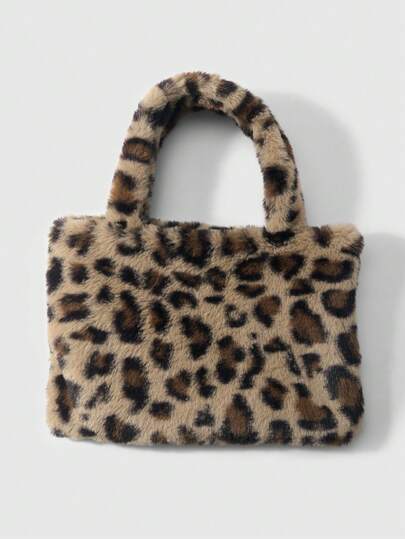 Goth 1 pezzo Borsa a spalla/tote in stile Y2K retrò alla moda, personalizzata, dolce e cool, serie "Lazy Chic" per autunno/inverno, grande capacità, stampa animale leopardo/tigre in finta pelliccia marrone, con chiusura magnetica, adatta per uso quotidiano e come regalo per le vacanze delle donne