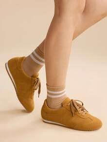 CUCCOO EASI Giày thể thao đế bằng đa năng dành cho nữ, phù hợp để mang hàng ngày - màu nâu - Xem 8